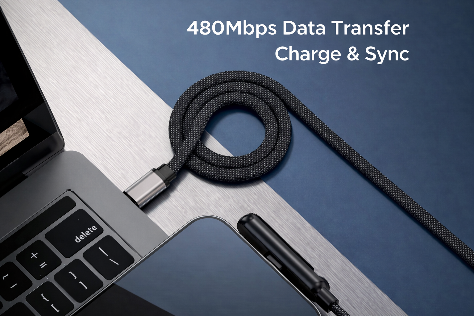 KEMVEX 240W USB-C to USB-C Cable with Integrated 90° Foldable Stand - PD 3.1 Ultra Fast Charging